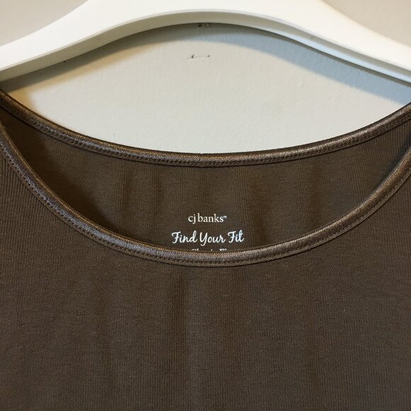 Brown Trimmed High Neck Stretchy 100% Cotton Tank Top - Picture 5 of 11